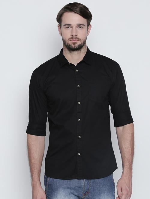 black cotton casual shirt - 15455285 - Standard Image - 1