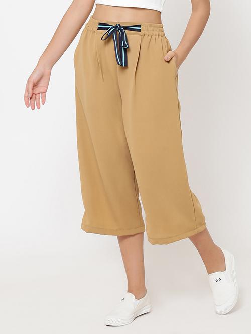 bow detail pleated culottes - 15460932 - Standard Image - 1