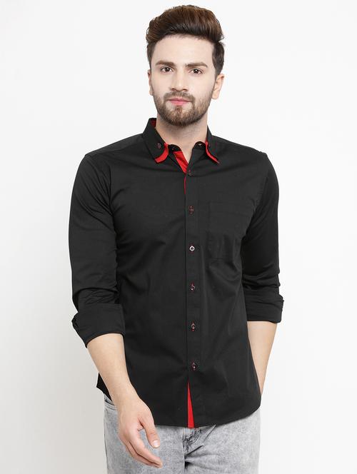 black cotton casual shirt - 15468314 - Standard Image - 1