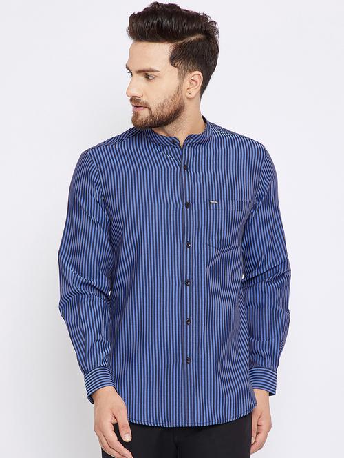 blue striped casual shirt - 15473195 - Standard Image - 1