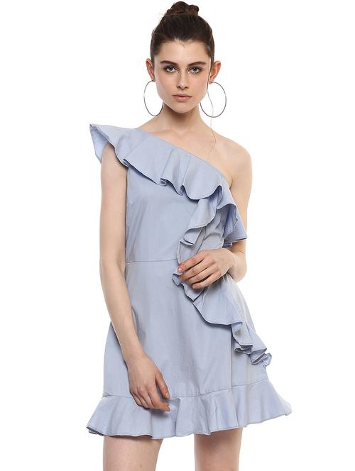 single shoulder ruffle dress - 15486327 - Standard Image - 1