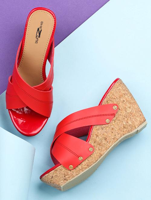 red platforms wedges - 15496555 - Standard Image - 1