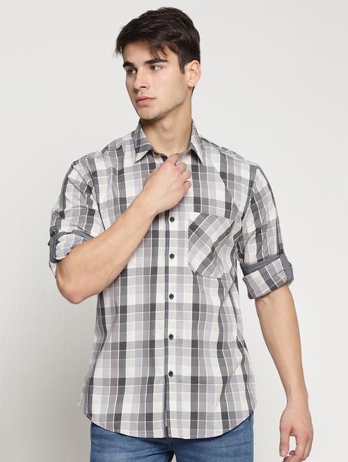 grey cotton casual shirt - 15497337 - Standard Image - 1
