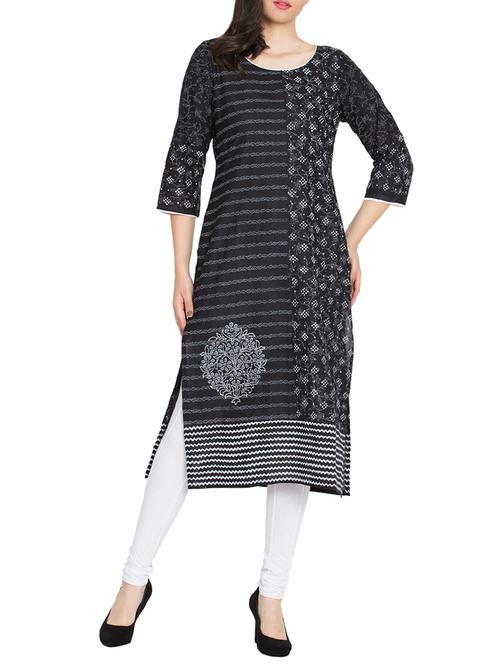printed straight kurta - 15505230 - Standard Image - 1