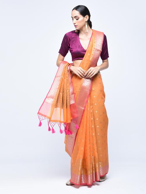 chanderi kota banarasi saree with blouse - 15513934 - Very Small Image - 1