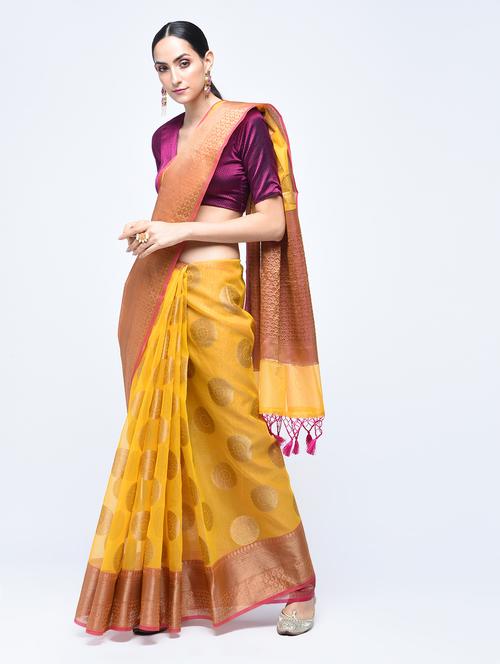 zari motifs banarasi saree`` with blouse - 15513956 - Very Small Image - 1