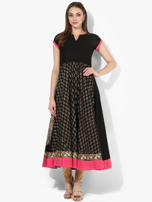 foil print flared kurta - 15523782 - Standard Image - 1