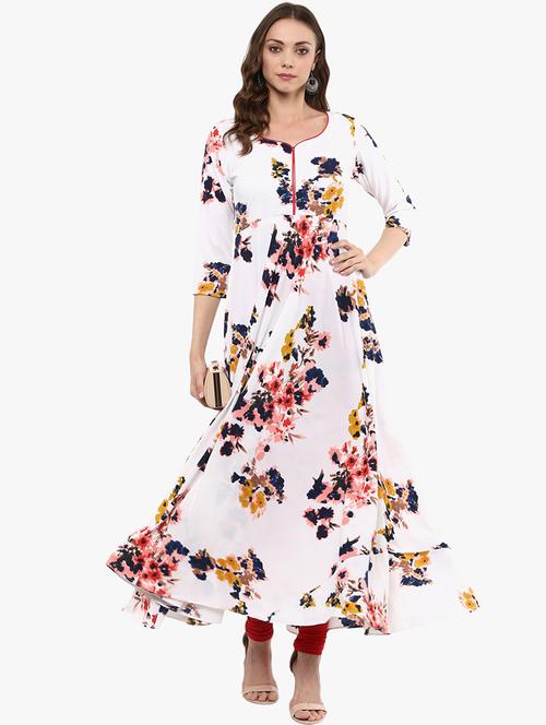 flared floral piping kurta - 15523807 - Standard Image - 1