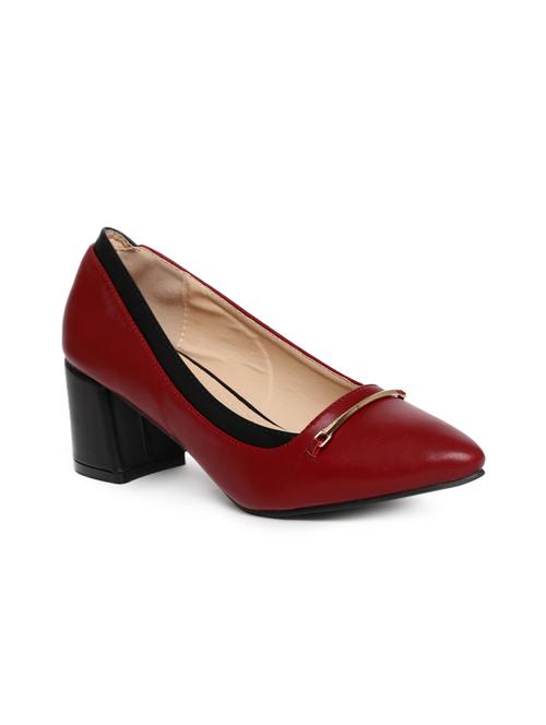 maroon slip on pumps - 15527027 - Standard Image - 1