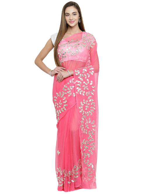 pastel pink gota patti saree with blouse - 15537619 - Very Small Image - 1