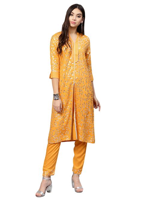 foil printed kurta with pant set - 15568053 - Standard Image - 1