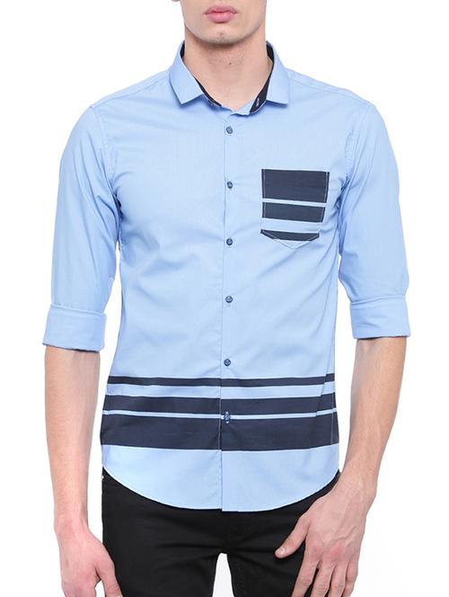 blue cotton casual shirt - 15579024 - Standard Image - 1