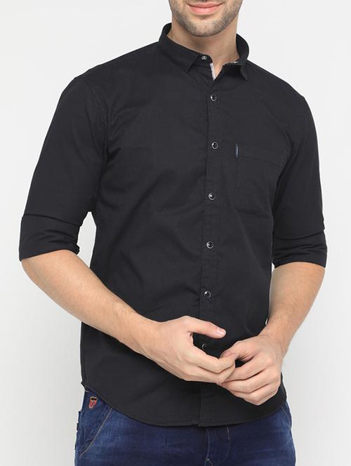 black cotton casual shirt - 15582589 - Standard Image - 1