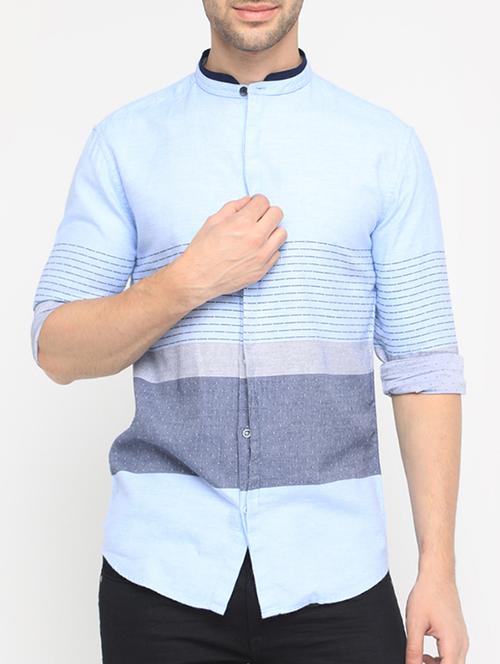 blue cotton casual shirt - 15582707 - Standard Image - 1