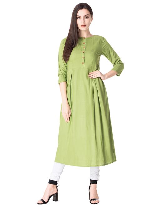 anarkali solid button down kurta - 15587410 - Standard Image - 1