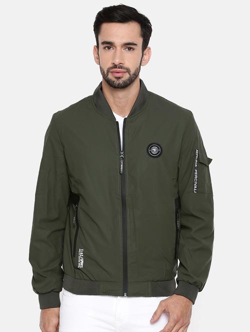 green polyester casual jacket - 15601758 - Standard Image - 1