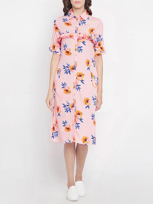 frill detail floral shirt dress - 15613533 - Standard Image - 1