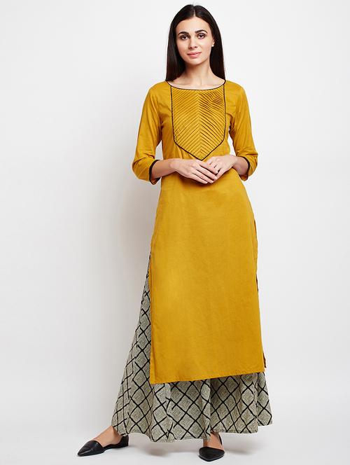 pintucks yoke desing kurta with palazzo set - 15634880 - Standard Image - 1