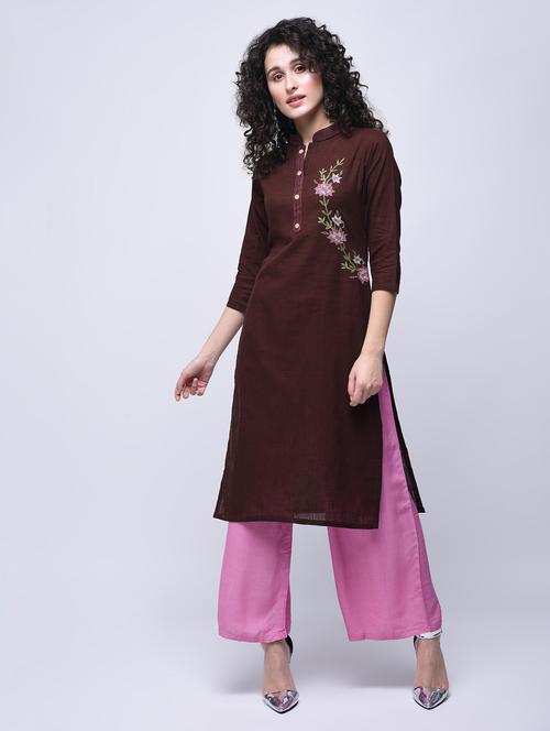embroidered straight kurta - 15658609 - Standard Image - 1