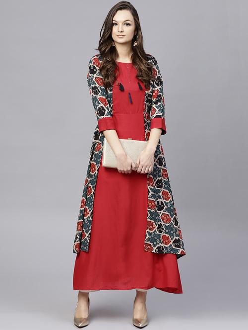 kaantha layered kurta with tassels - 15696054 - Standard Image - 1