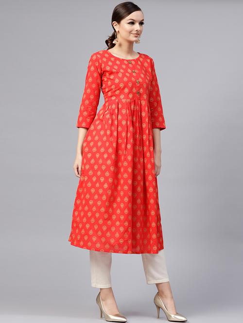 flared printed kurta - 15696056 - Standard Image - 1