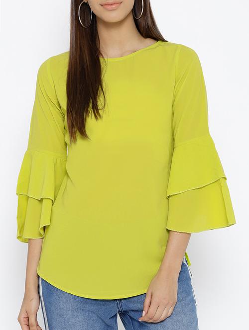 round neck bell sleeved top - 15696362 - Standard Image - 1