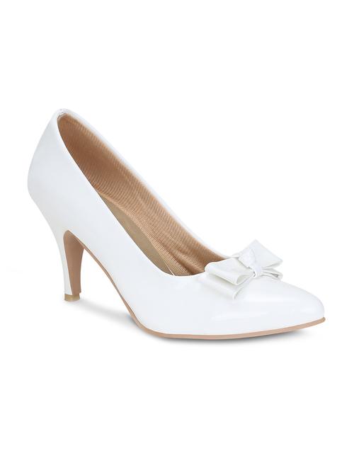 white faux leather slip on pumps - 15713340 - Standard Image - 1