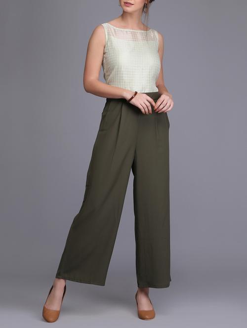 boat neck pleat detail jumpsuit - 15726282 - Standard Image - 1