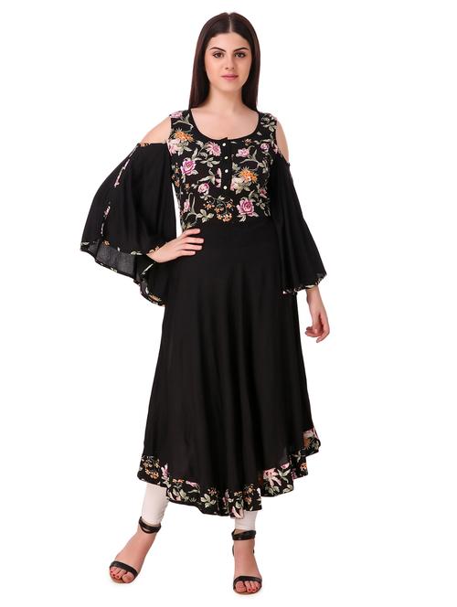 cold shoulder a-line kurta - 15775352 - Standard Image - 1