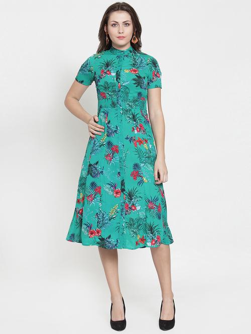button-up floral flared dress - 15793579 - Standard Image - 1
