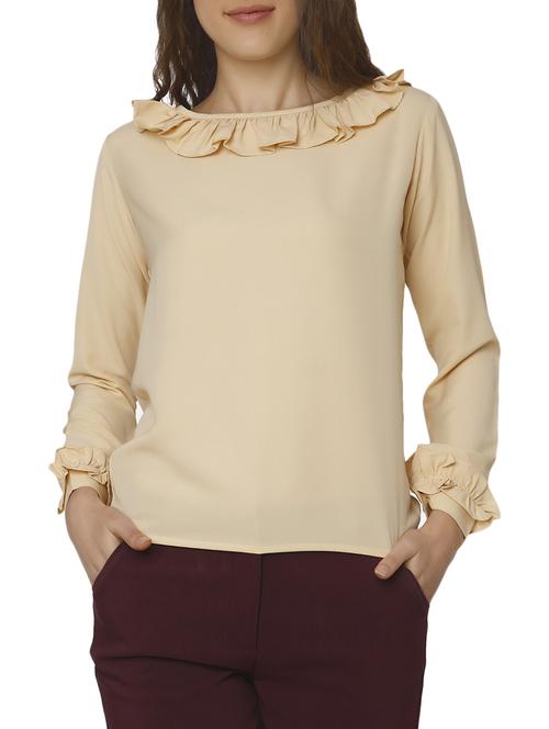 beige ruffle detail top - 15797192 - Standard Image - 1