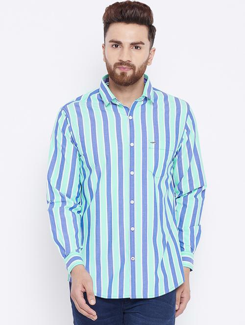 blue striped casual shirt - 15800397 - Standard Image - 1