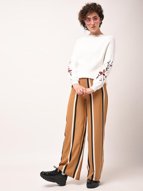 embroidered sleeved ribbed pullover - 15801662 - Standard Image - 1