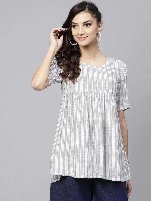 striped a-line kurti - 15803466 - Standard Image - 1