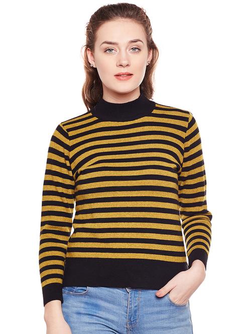 mustard striped turtle neck pullover - 15811673 - Very Small Image - 1