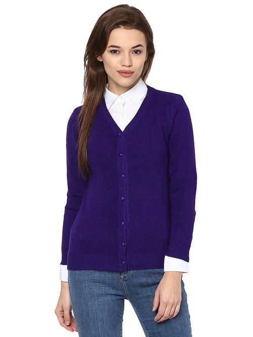 navy solid v-neck cardigan - 15811723 - Standard Image - 1
