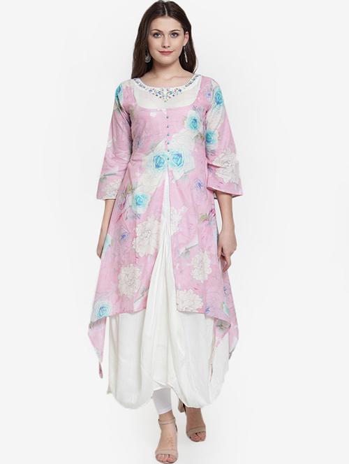 high low printed kurta - 15832343 - Standard Image - 1