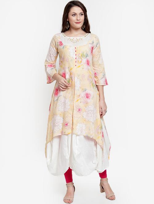 high low floral kurta - 15832344 - Standard Image - 1