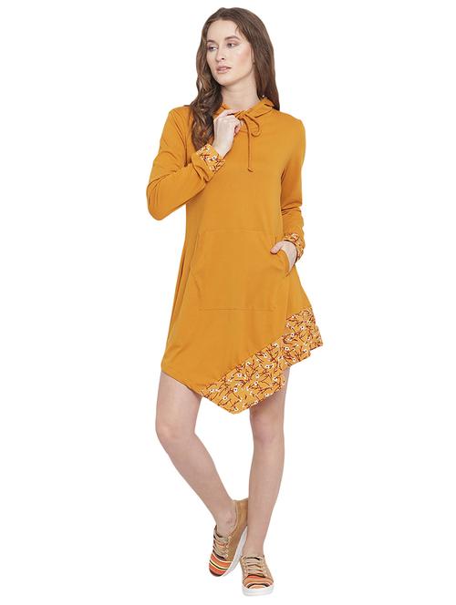 pocket patch hooded neck asymmetric dress - 15833475 - Standard Image - 1