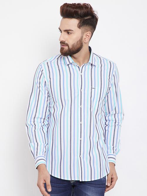 blue striped casual shirt - 15840845 - Standard Image - 1
