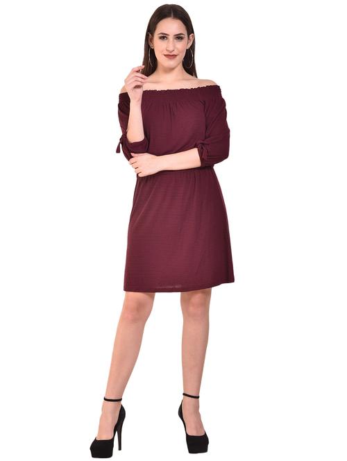 striped off shoulder blouson dress - 15851274 - Standard Image - 1