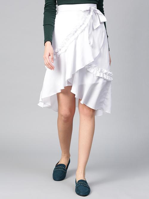 frill detail overlap tie-knot skirt - 15856085 - Standard Image - 1