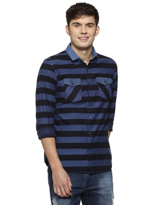blue striped casual shirt - 15856267 - Standard Image - 1