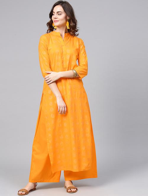 foil printed kurta palazzo set - 15857263 - Standard Image - 1