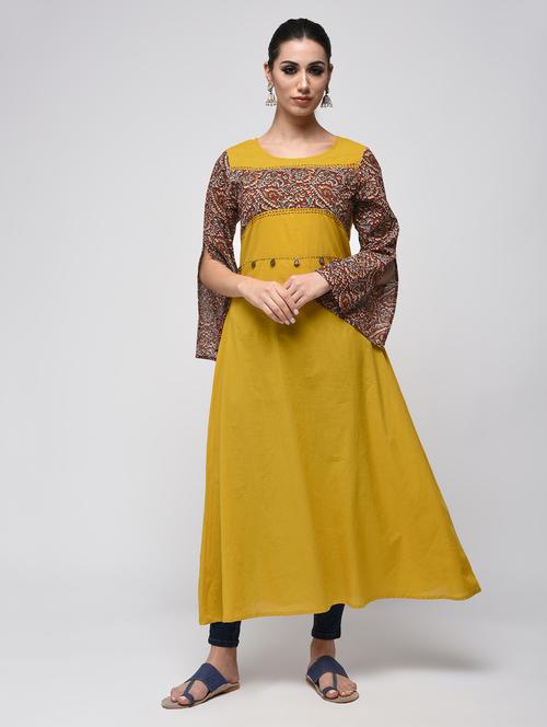 slit sleeves kalamkari kaantha kurta - 15858450 - Standard Image - 1