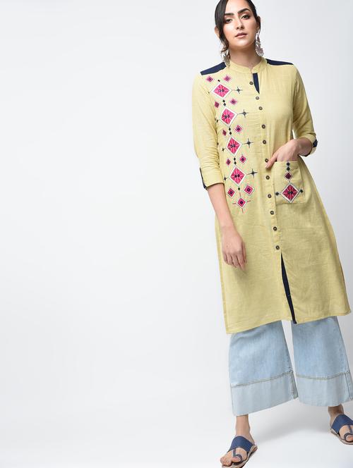 embroidered straight kurta - 15858766 - Standard Image - 1