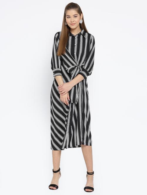 button-up faux wrap tie-front dress - 15860934 - Standard Image - 1