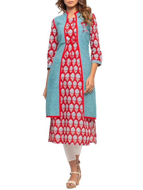 printed straight kurta - 15868199 - Standard Image - 1
