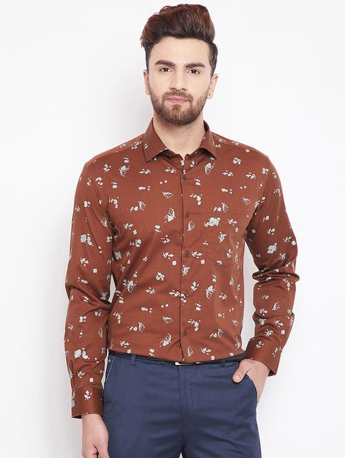 brown printed casual shirt - 15870351 - Standard Image - 1