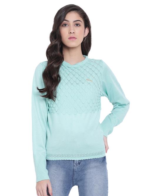 crew neck pointelle knit pullover - 15871195 - Very Small Image - 1